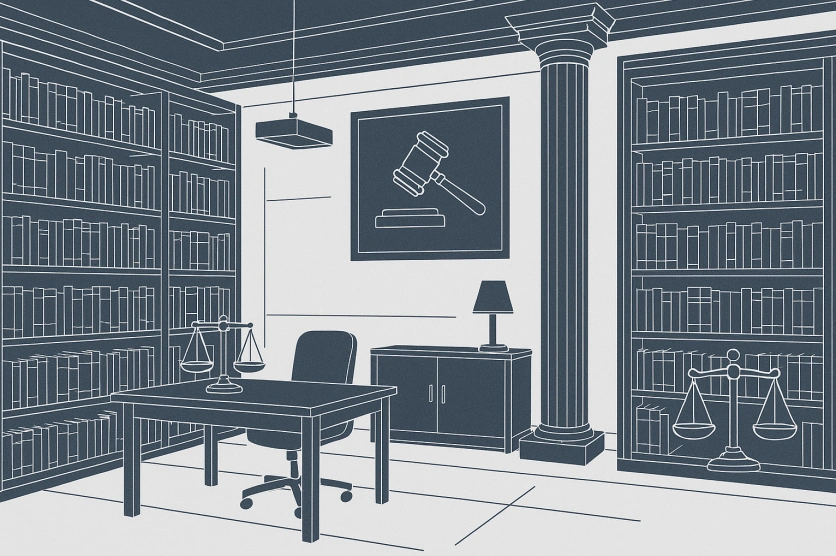 Modern legal news library scene